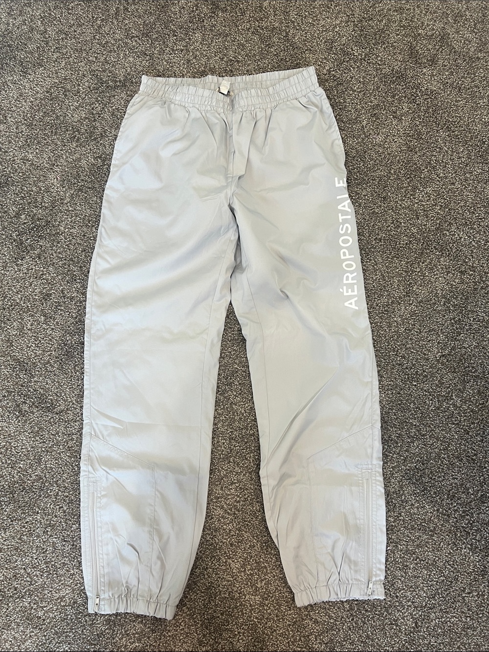 Aeropostale Light Gray Track Joggers with Vertical Logo